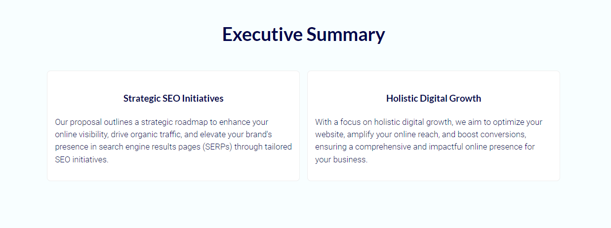 Executive summary slide example