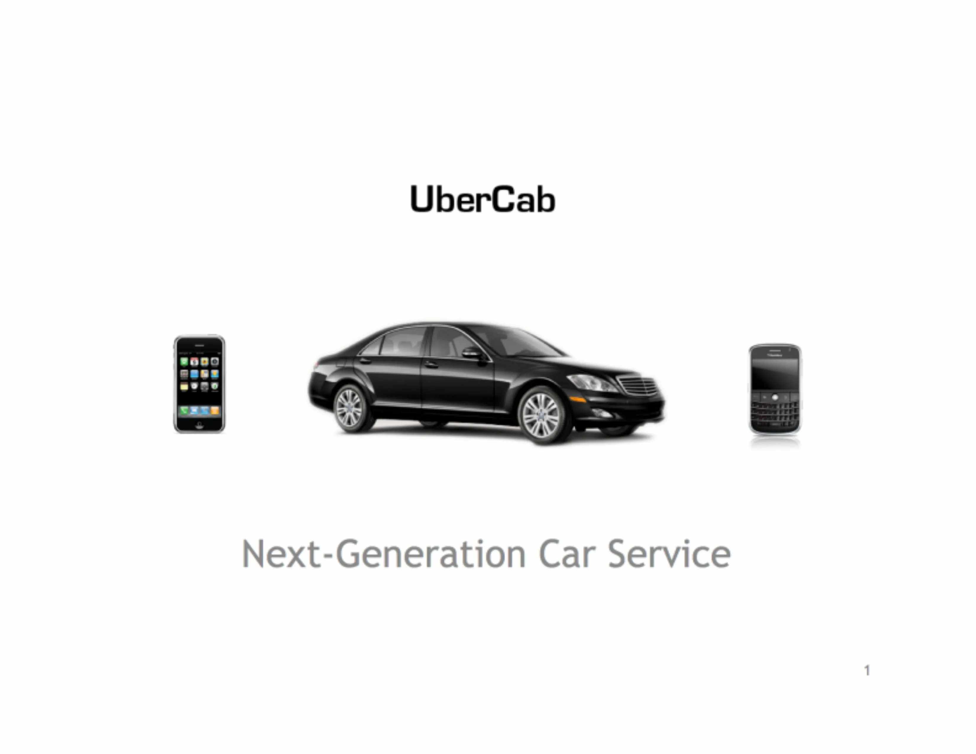 Original Uber pitch deck cover slide