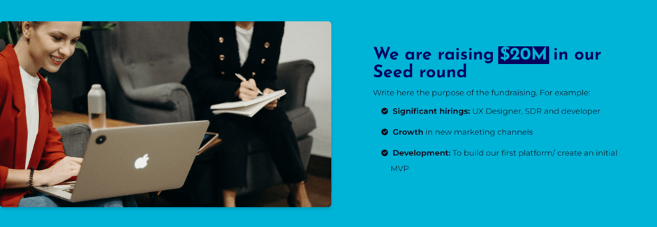 Use of funds slide example