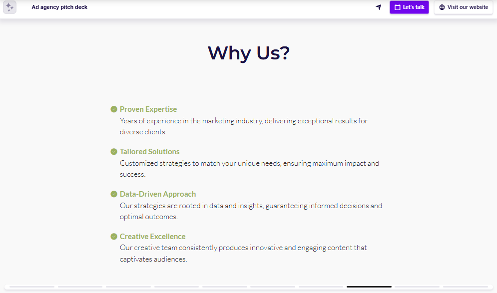 Marketing deck uvp slide example