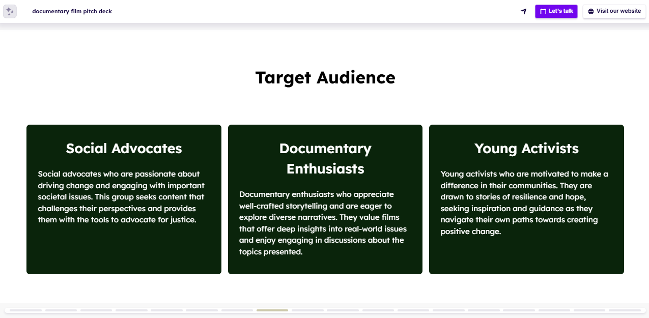 Film proposal target audience slide example