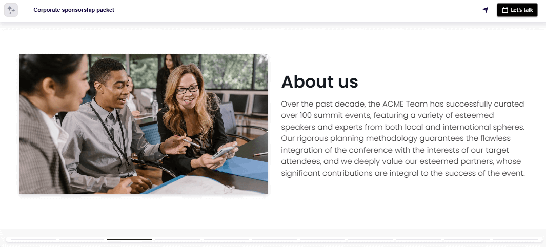 Event sponsorship package introduction slide example