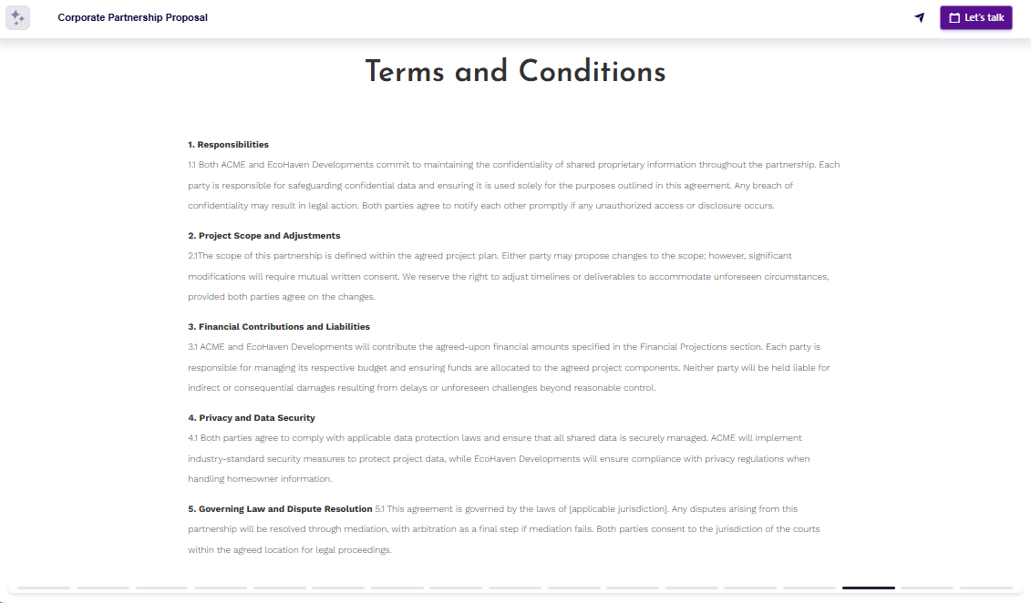 Business partnership proposal terms and conditions slide