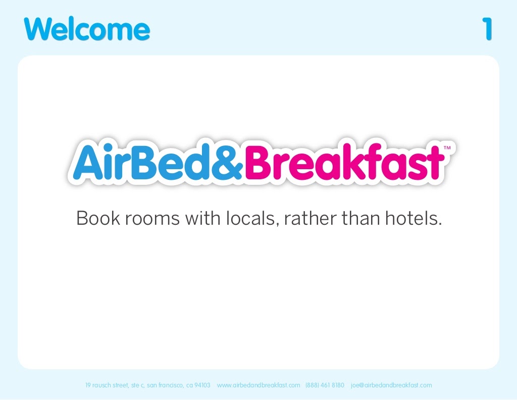 Original Airbnb pitch deck cover slide