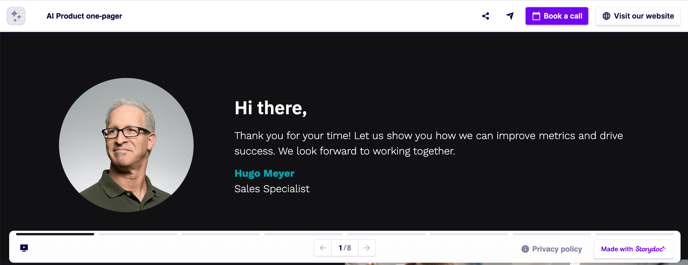 one pager personal note introduction slide