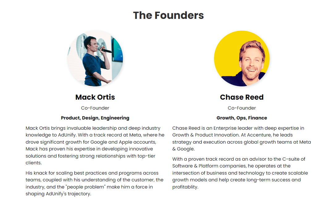 SaaS pitch deck team slide example