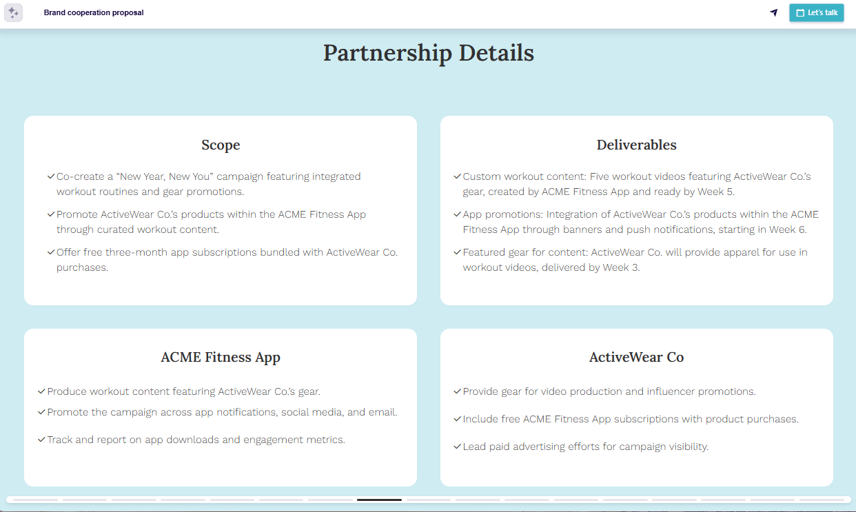 Brand collaboration proposal partnership details slide example