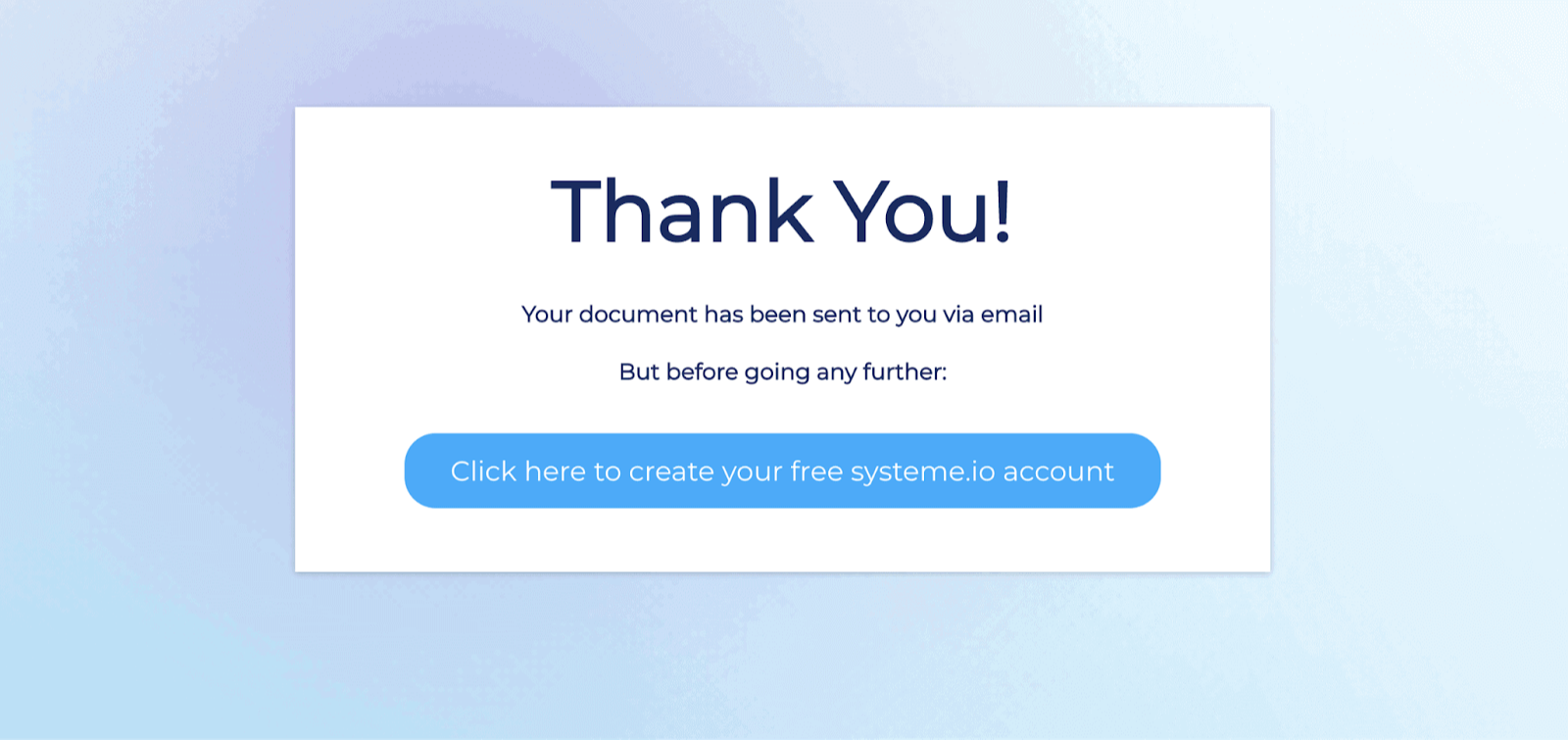 systeme.io thank you landing page