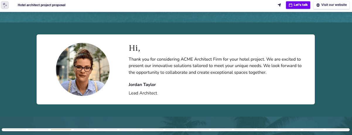 Architecture proposal cover letter slide example