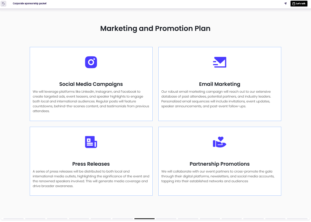 Event sponsorship package marketing and promotion plan slide example