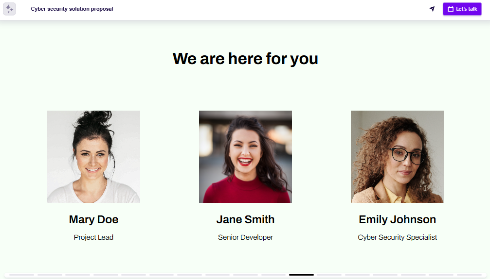 Service proposal team slide example