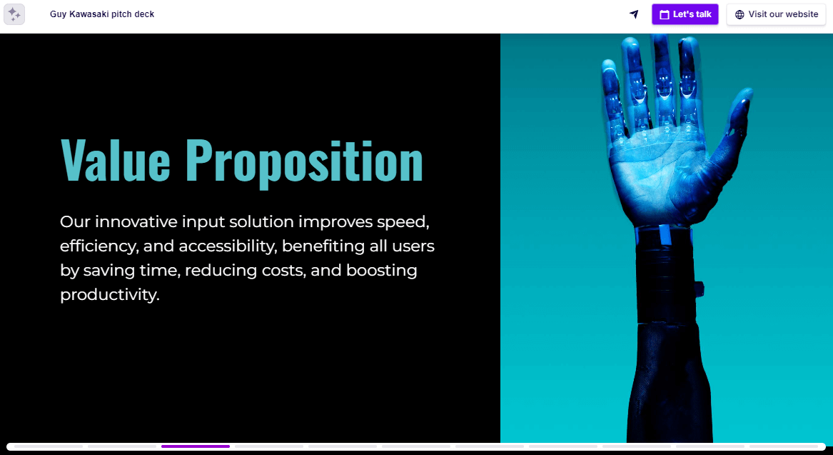 Guy Kawasaki pitch deck value proposition slide example