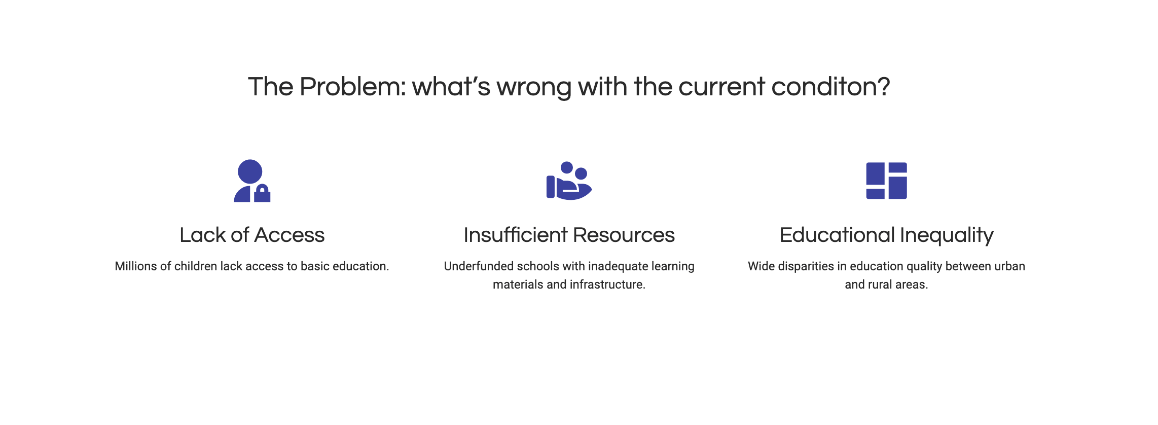 Nonprofit pitch deck problem slide example