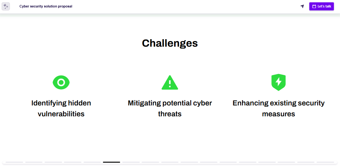 Service proposal challenges slide example
