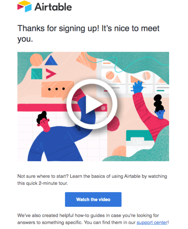 Welcome email - Airtable