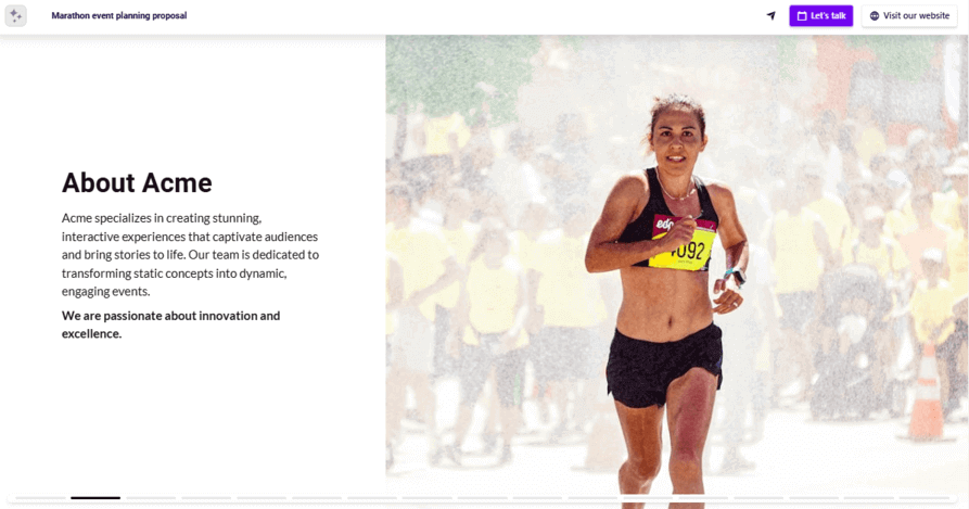 Sports event planning proposal introduction slide example