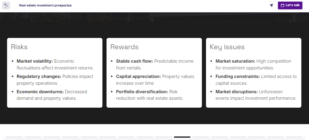 Real estate investment proposal risk assessment slide example