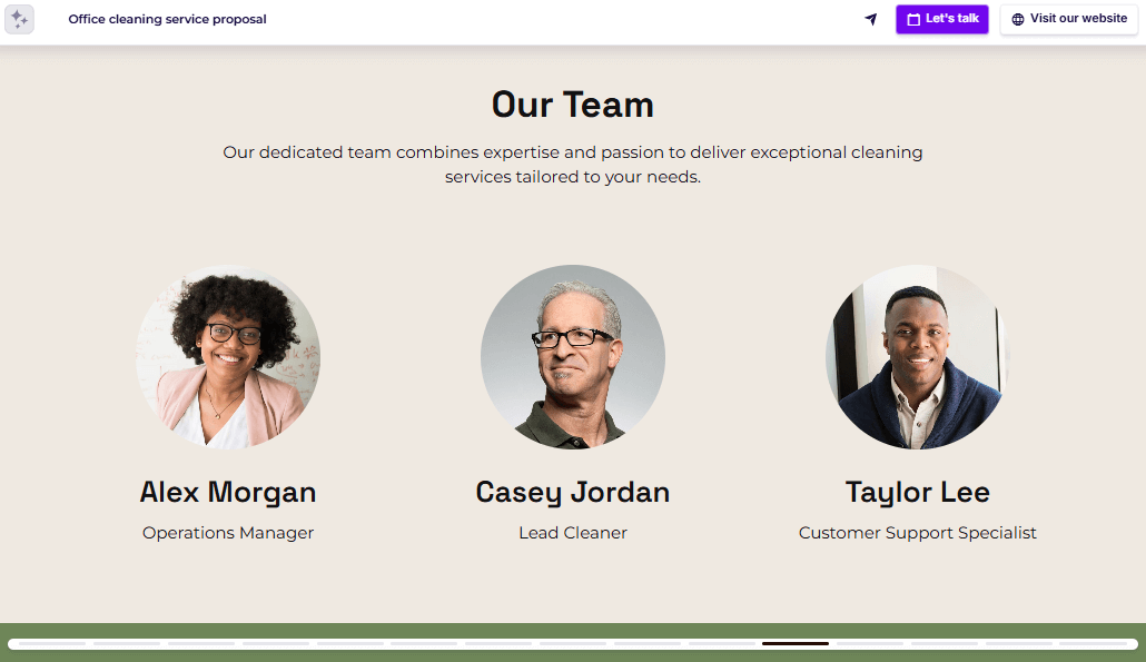 Sales proposal team slide example