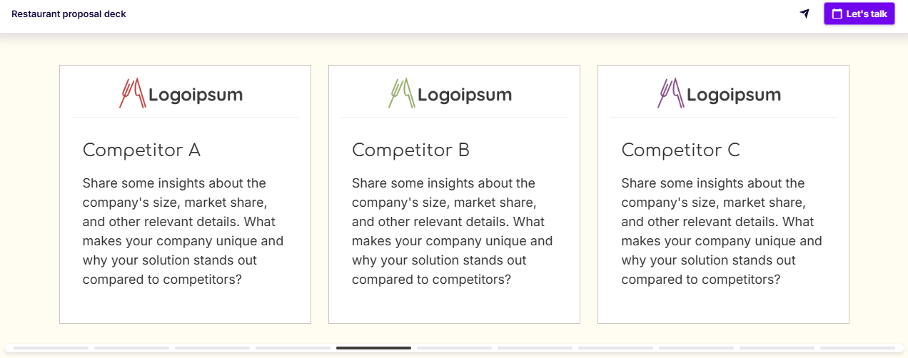 Restaurant pitch deck competitive analysis example
