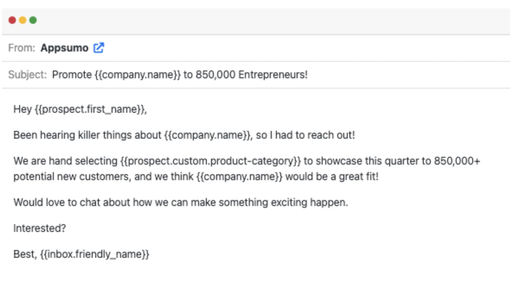 personalized sales email template example