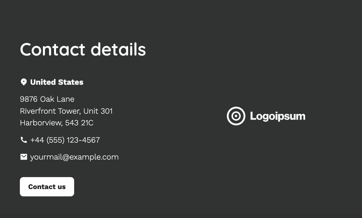 Press kit contact information slide example