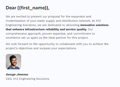Engineering project proposal cover letter example