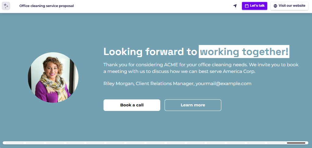 Sales proposal contact slide example