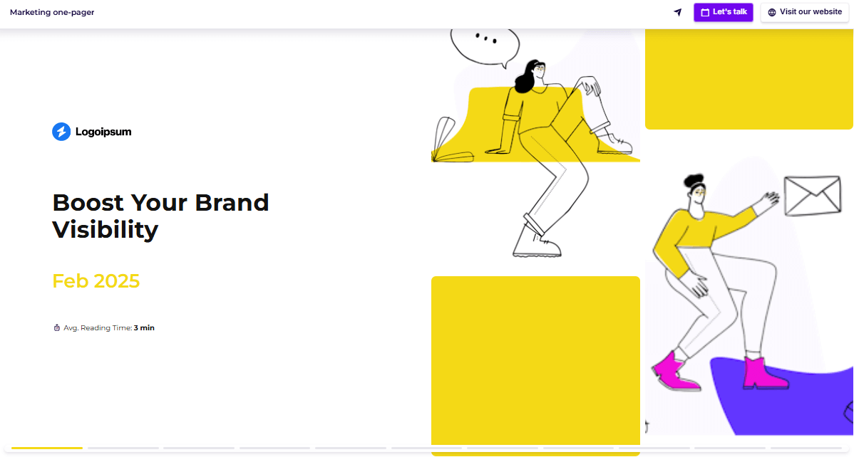 Marketing one-pager cover slide example