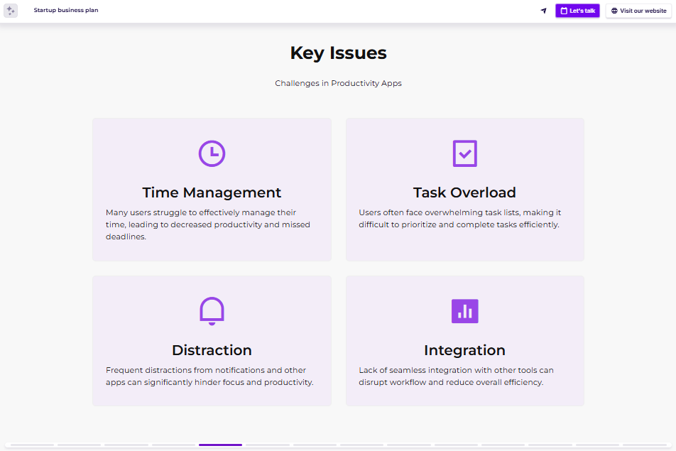 Business plan one-pager problem slide example