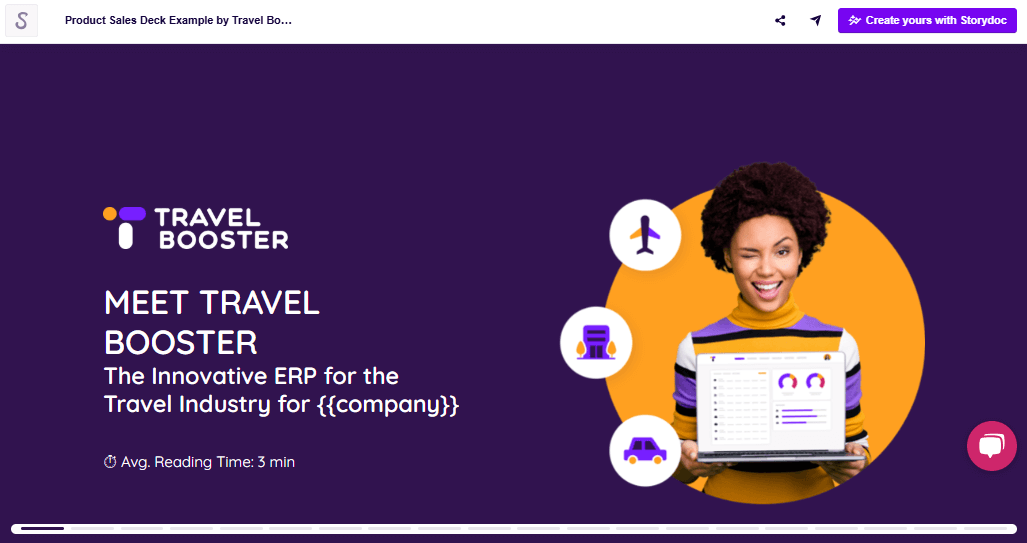 Product one-pager cover slide example