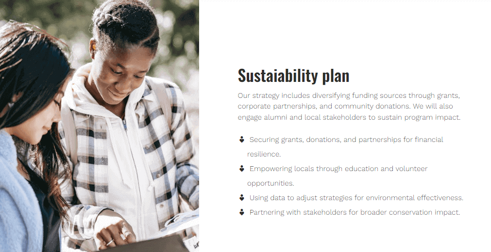 Major gift proposal sustainability plan example