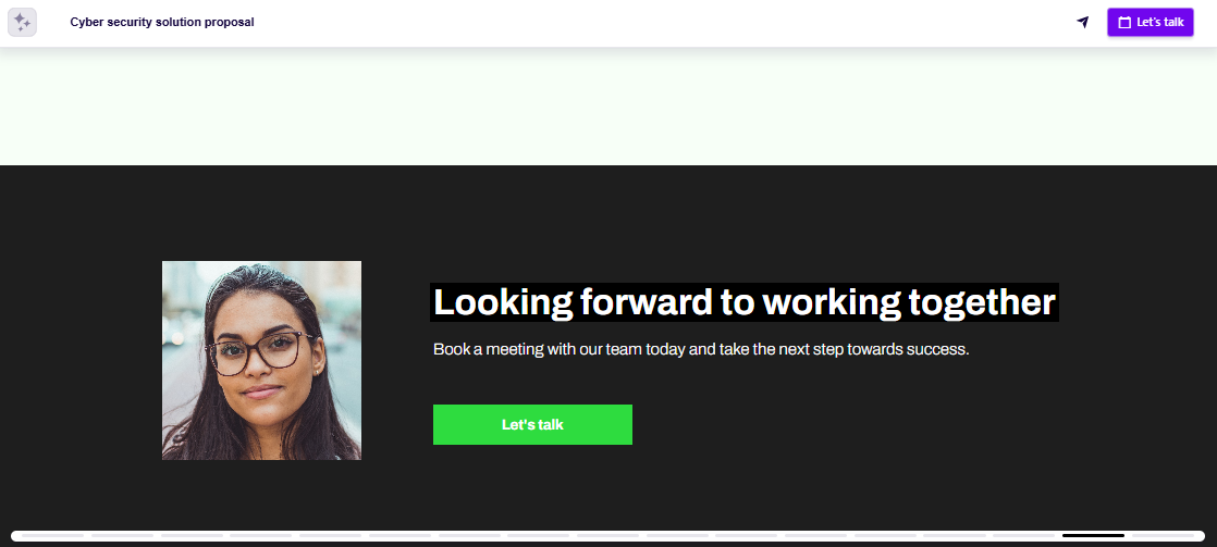 Service proposal contact slide example