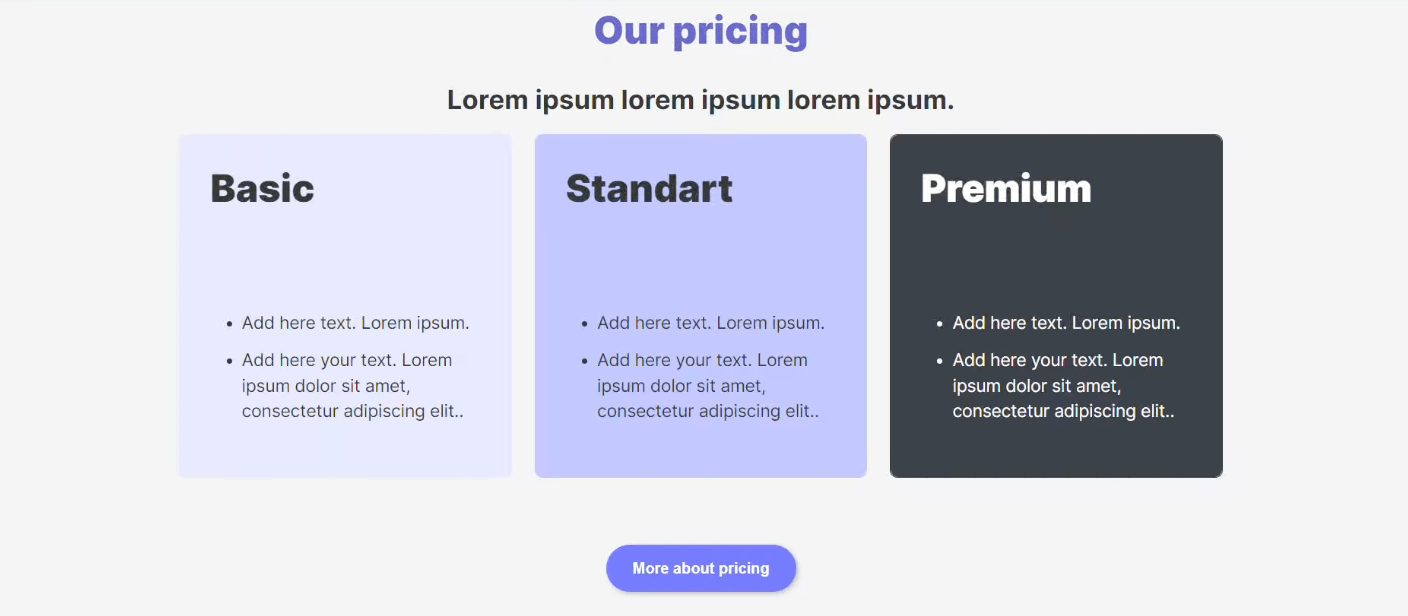Pricing slide example