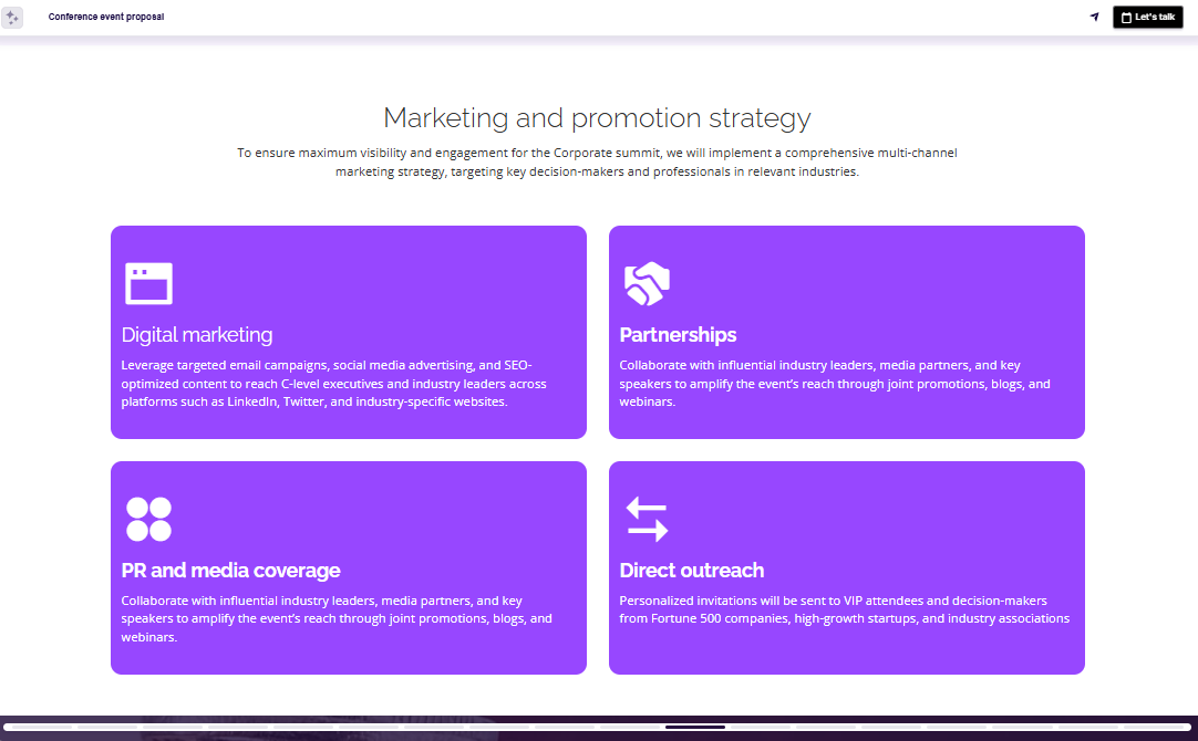 Event planning proposal marketing and promotion plan slide example