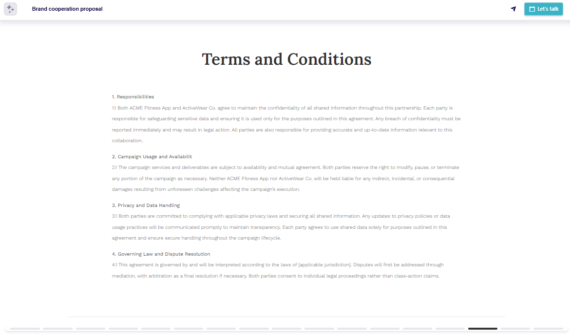 Brand collaboration proposal terms and conditions slide example
