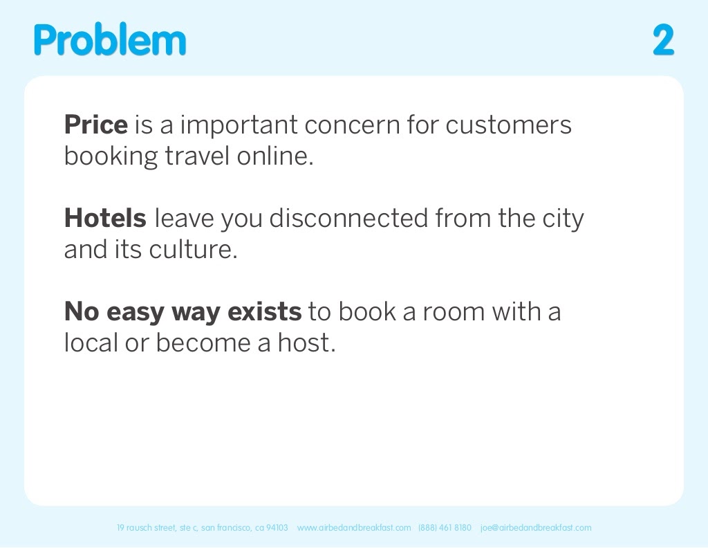 Original Airbnb pitch deck problem slide