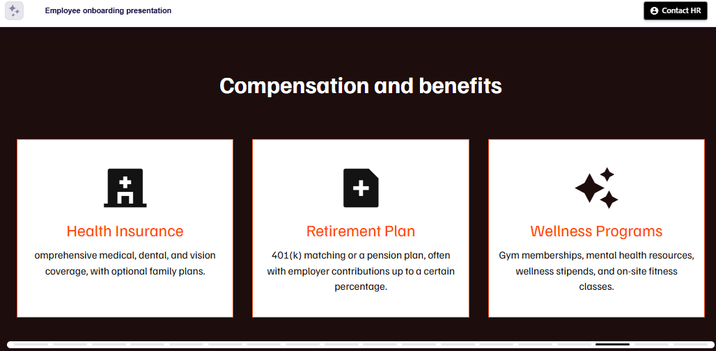 Employee onboarding presentation compensation and benefits slide example