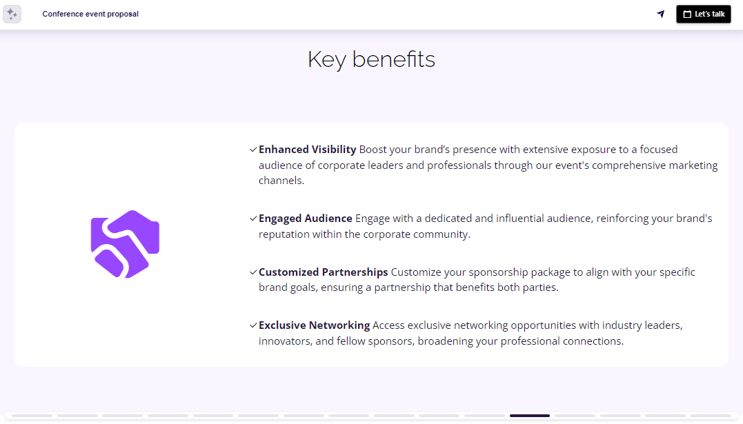 Event proposal key benefits slide example