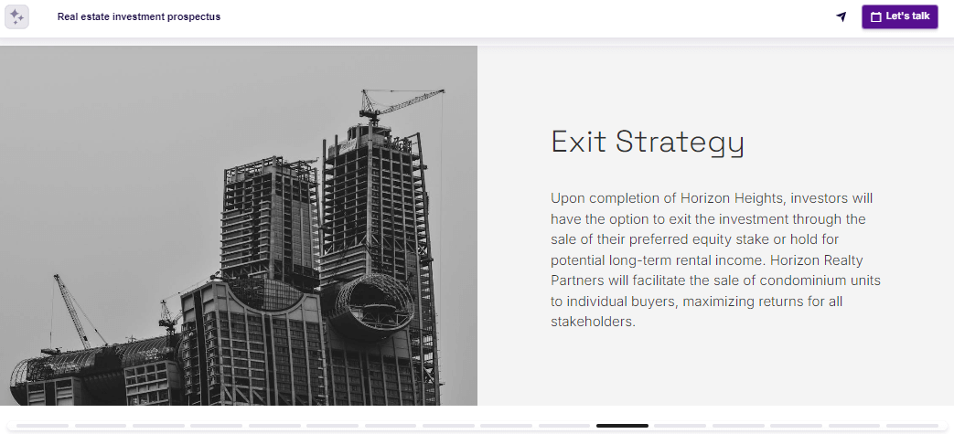 Real estate investment proposal exit strategy slide example