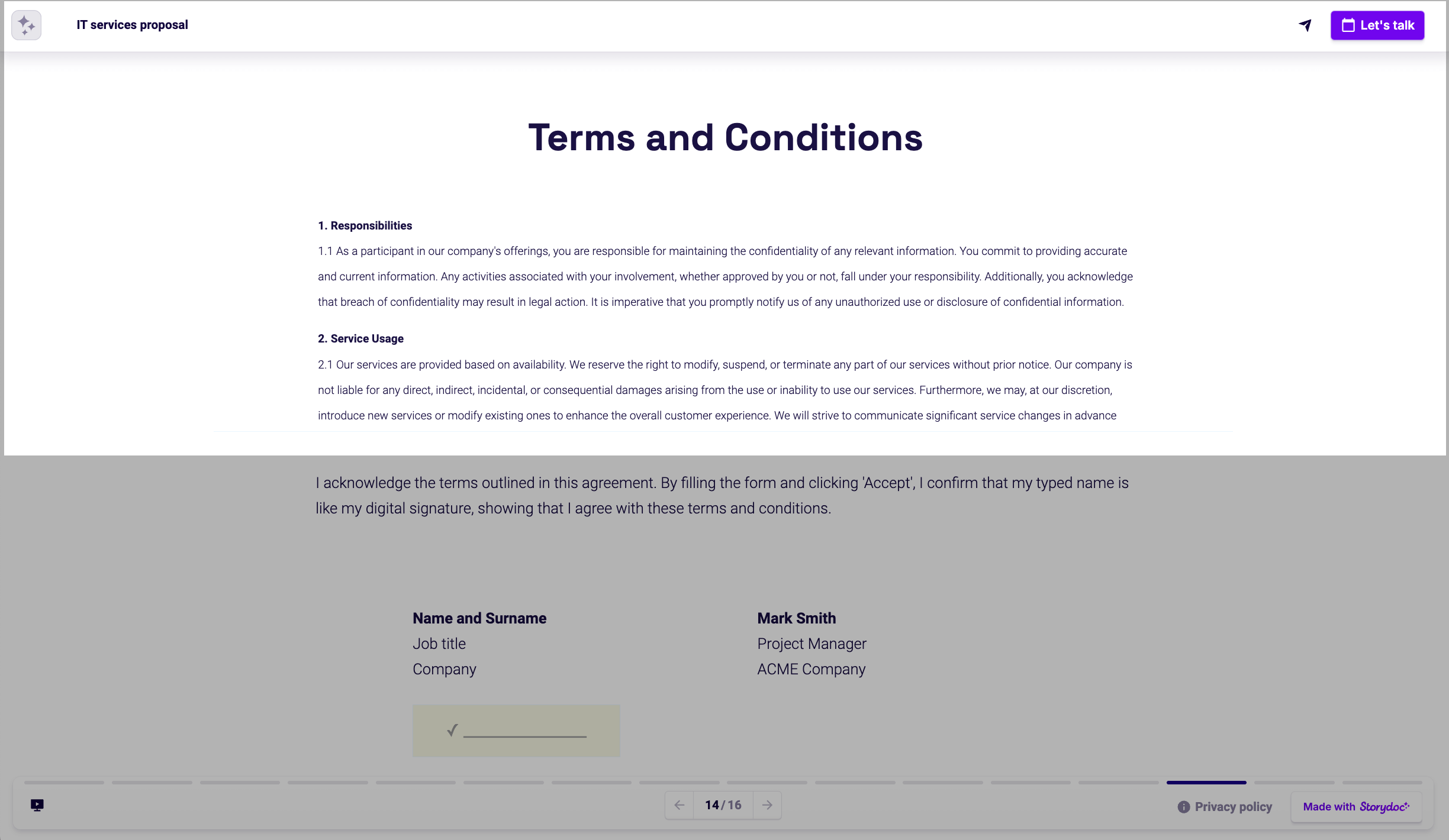 terms and conditions slide