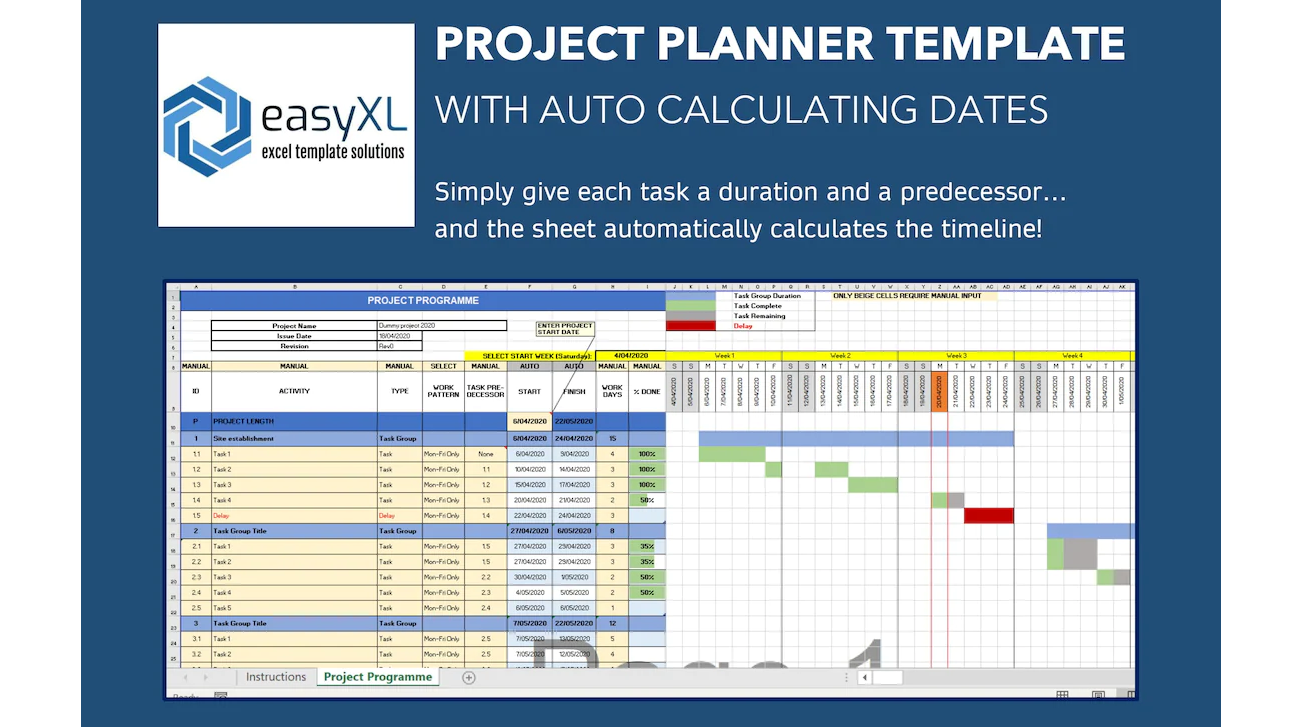 construction project template excel