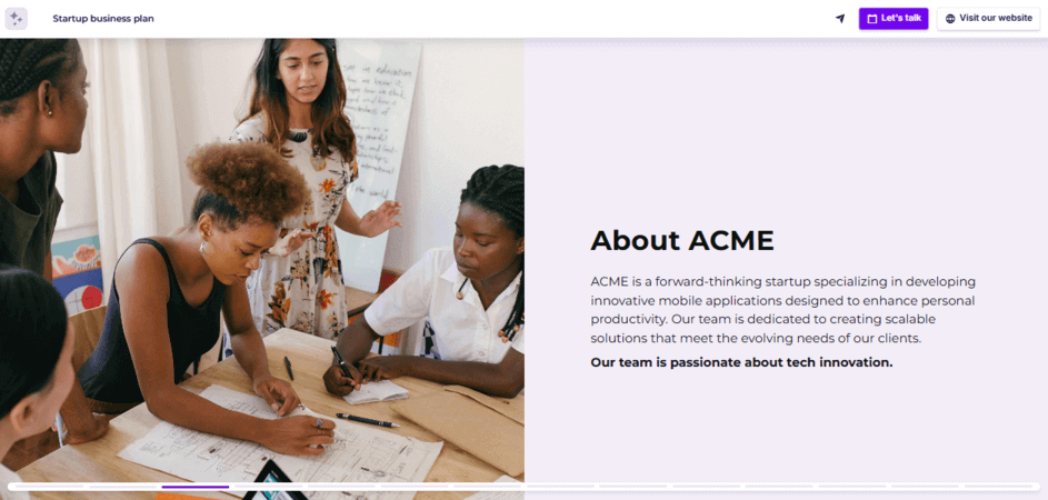 Business plan one-pager introduction slide example