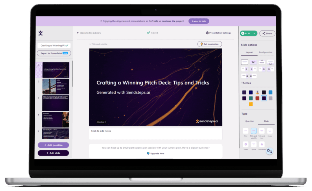 Sendsteps AI presentation tool