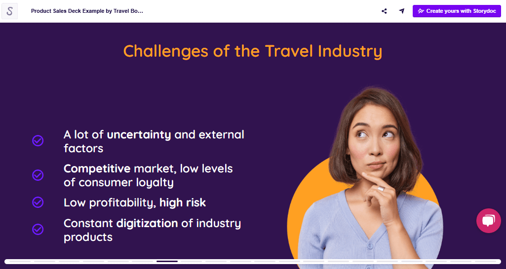 Product one-pager problem slide example