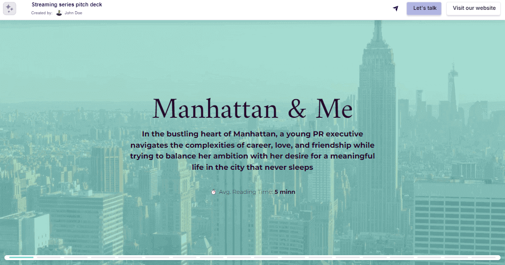 TV show pitch deck logline example