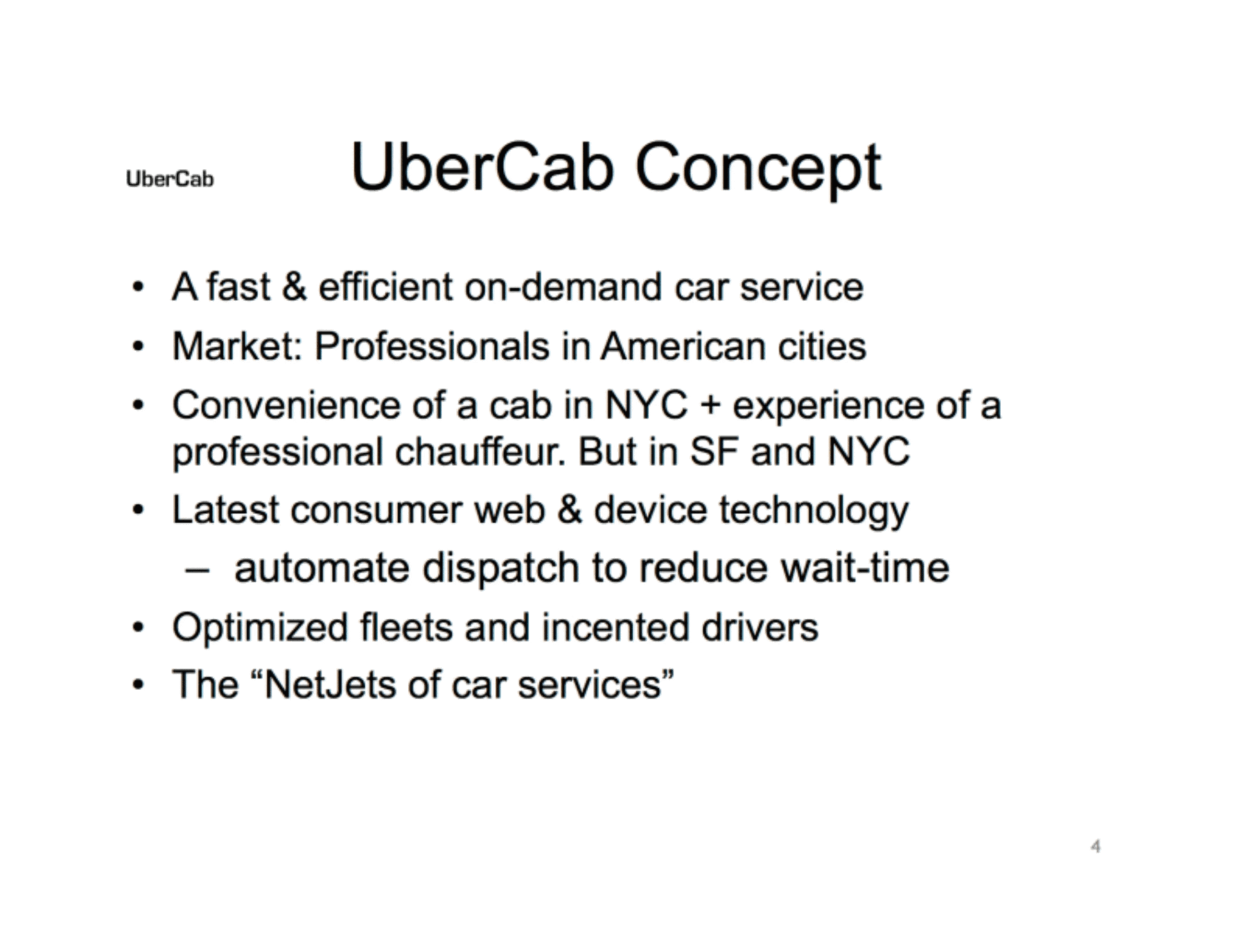 Original Uber pitch deck solution slide