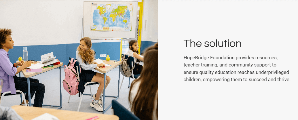 Nonprofit pitch deck solution slide example