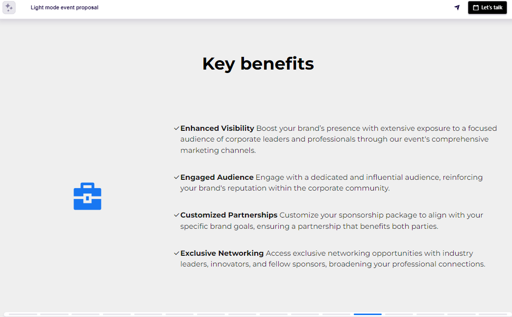 Sponsorship proposal benefits slide example