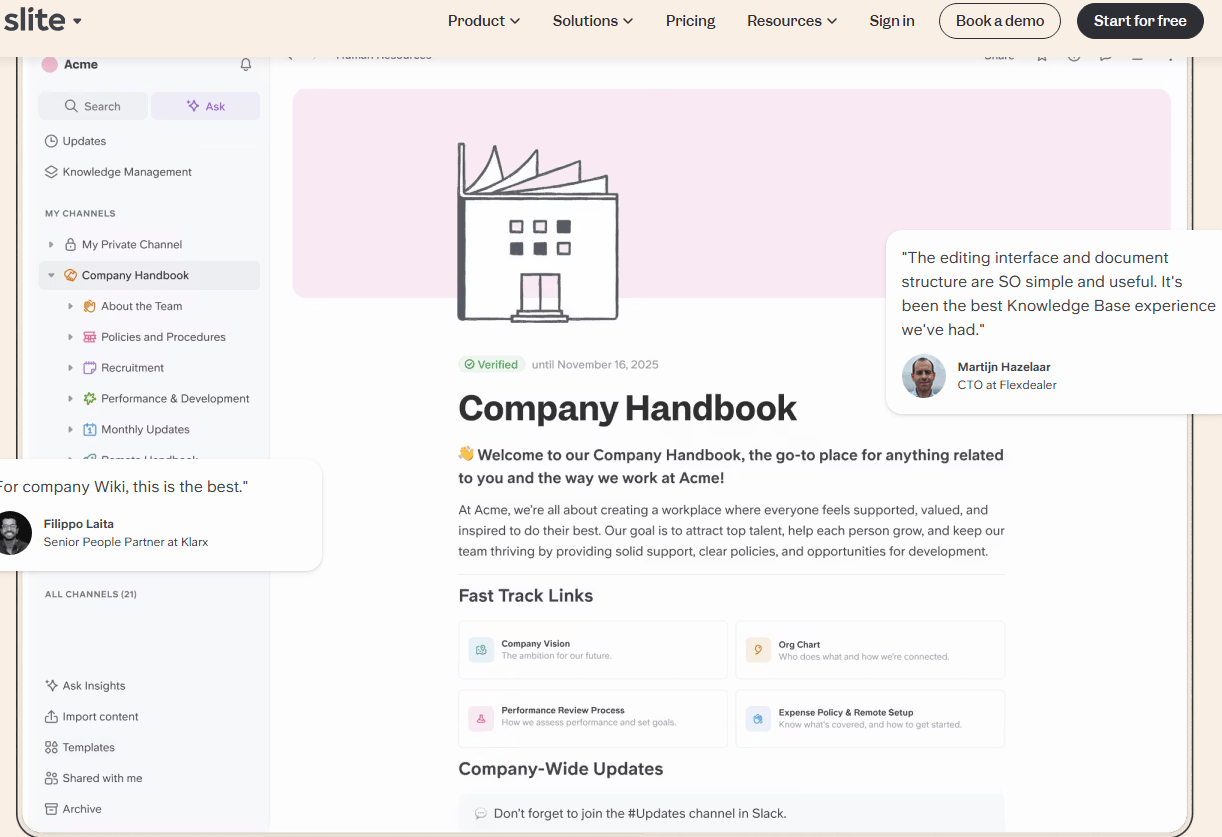 Best productivity tools - Slite