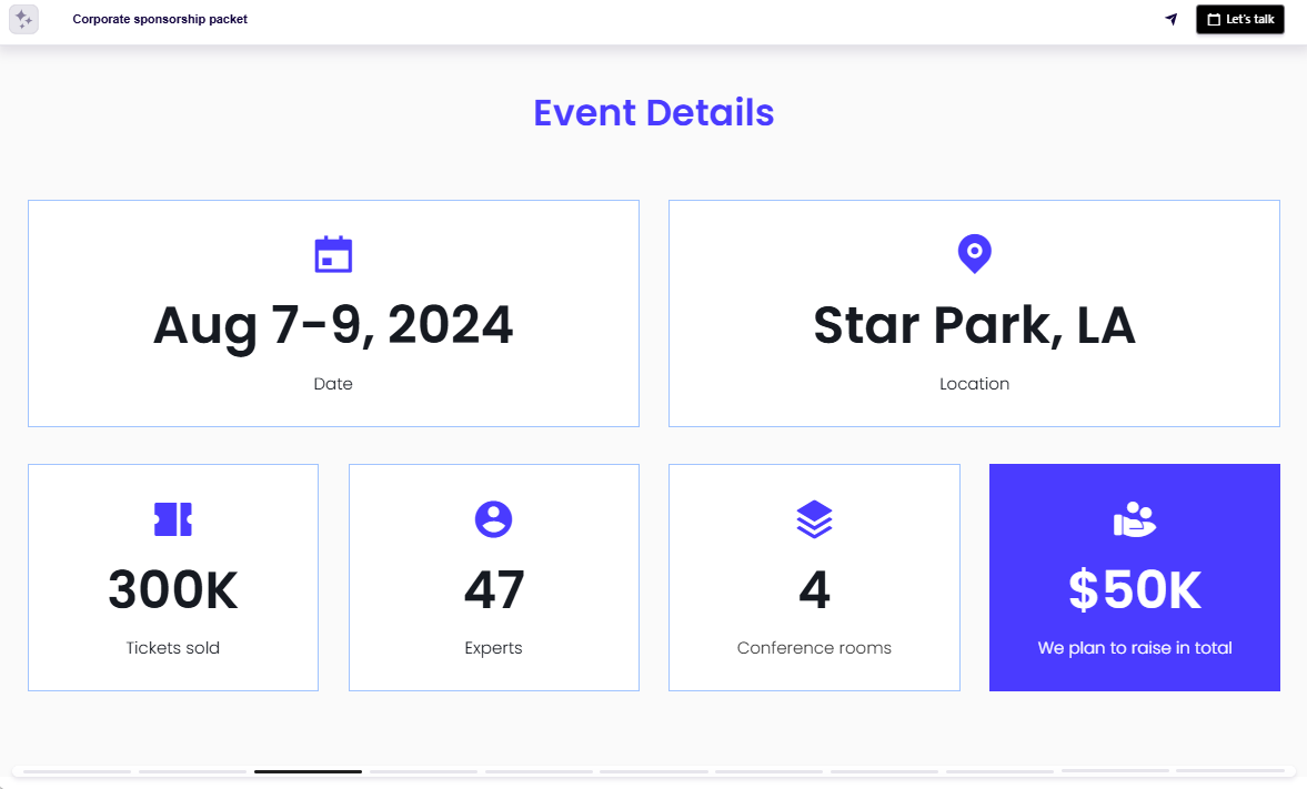 Event sponsorship package event details slide example